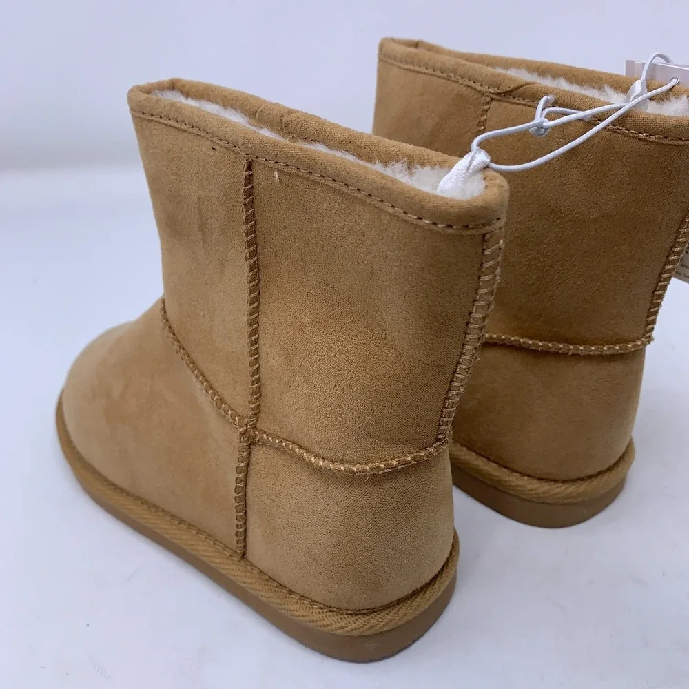 Old Navy Girls Size 10 Brown 510502 Faux Suede Fur Lined Pull-On Snow Boots NWOB